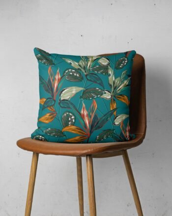 Green leaves cushion cover