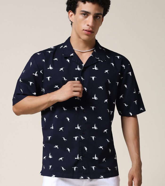 Mens Half Sleeve Casual Shirt  – Navy