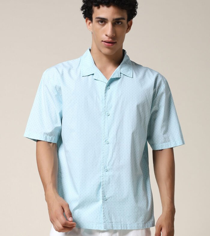Mens Half Sleeve Casual Shirt Sky