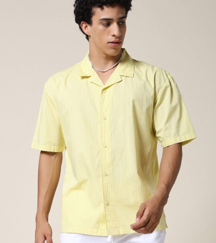 Mens Half Sleeve Casual Shirt  – Yellow