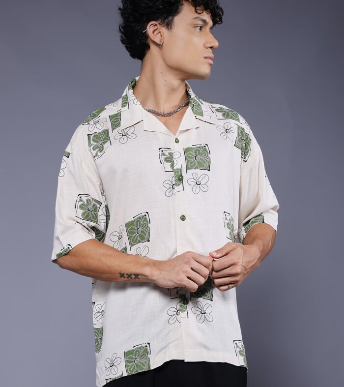 Mens Half Sleeve Casual Shirt  – Off White