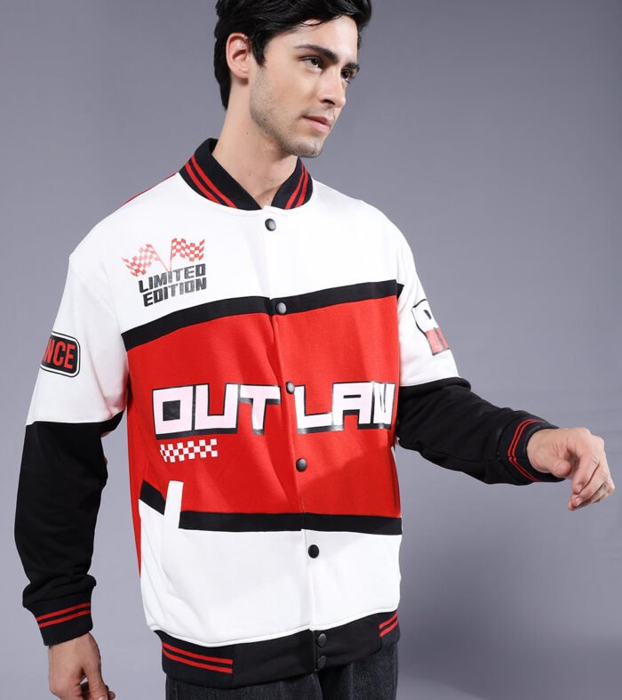 Men Graphic Printed Varsity Bomber Jacket