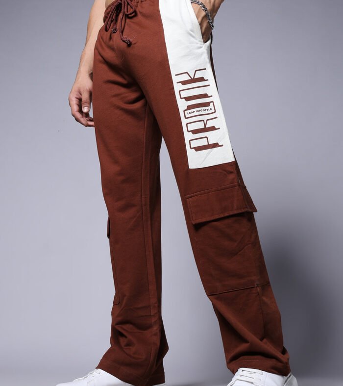 Men Premium Knitted Joggers With Side Panel Print