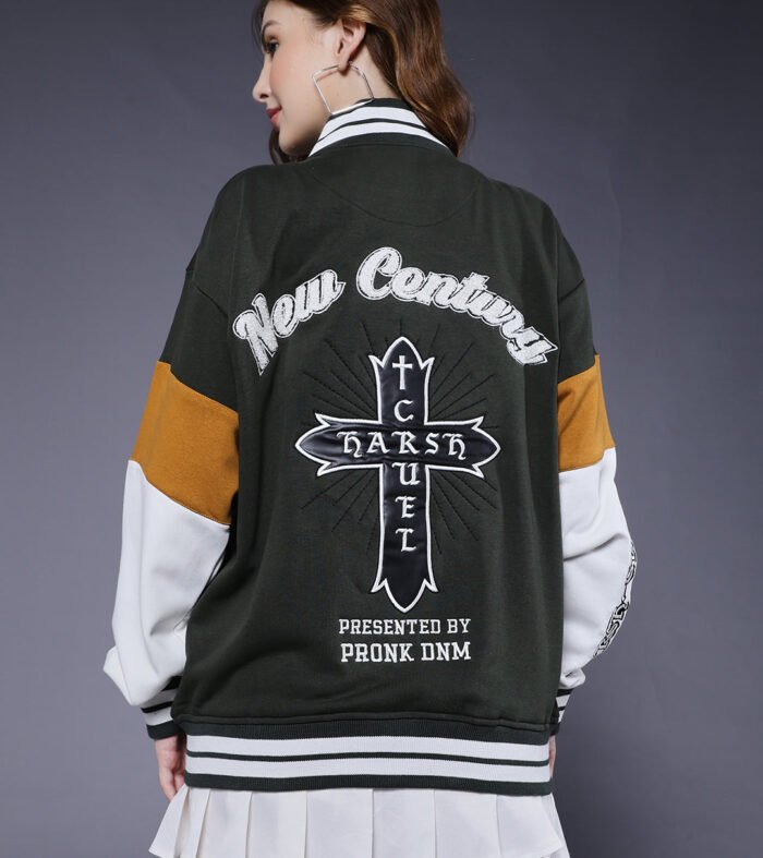 New Century Women Varsity Embroidered Bomber Jacket