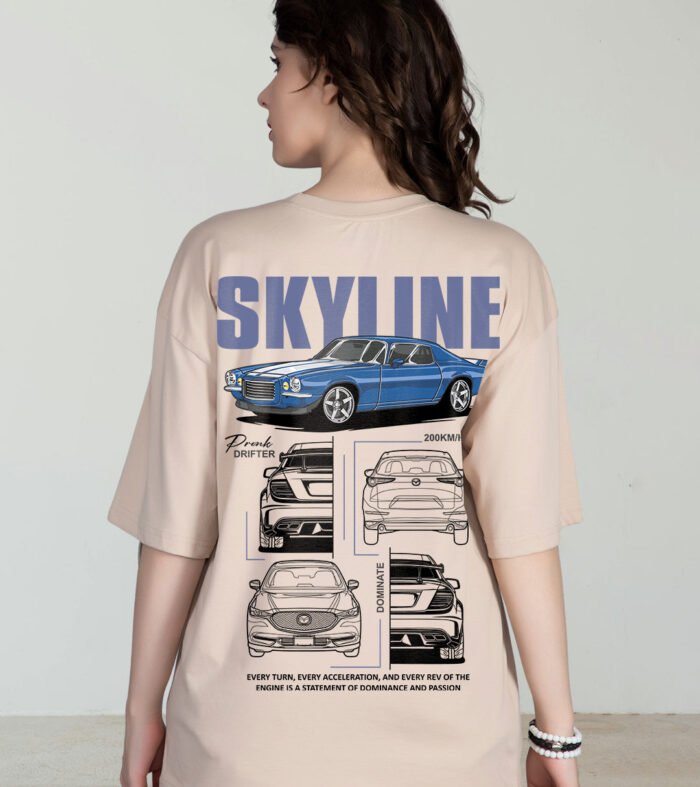 Skyline Women Graphic Printed Oversized T Shirt