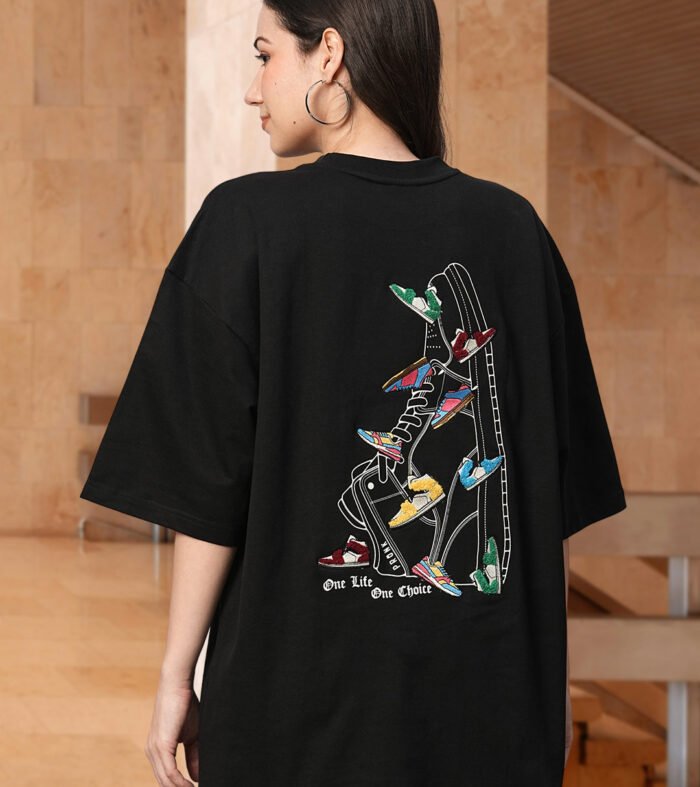One Life Women Premium Oversized Embroidered  Terry T-shirt