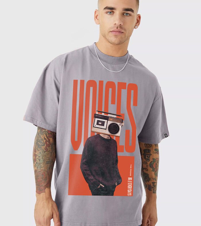 Voices Men Oversized Printed T-Shirt