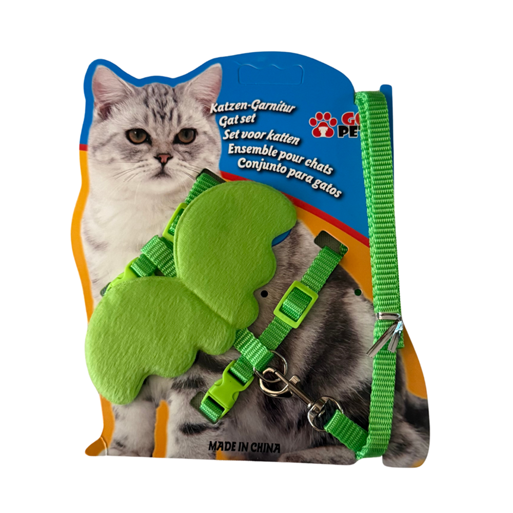 Healing Leaf Angle Soft Harness for Cats (Green)
