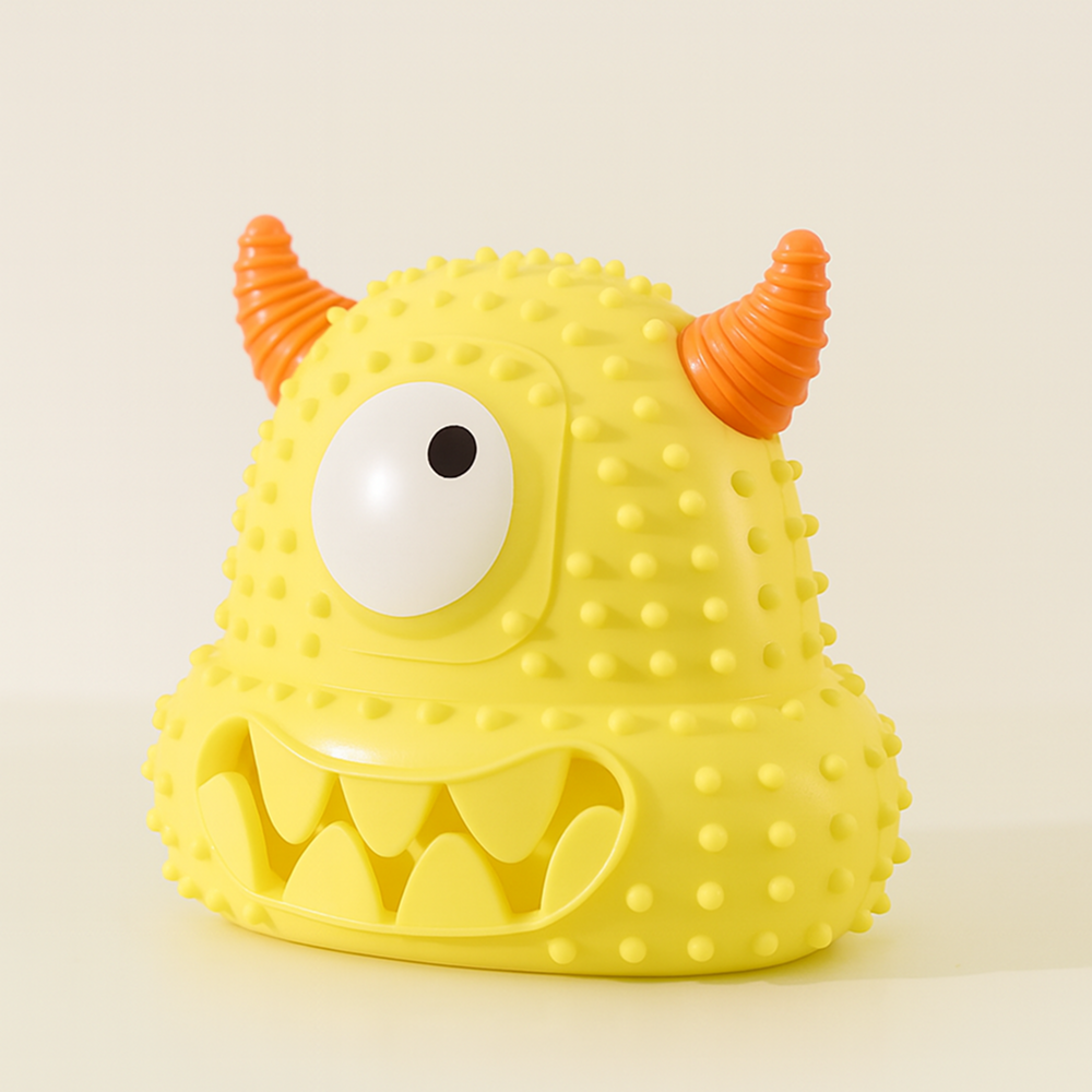 Talking Dog Club Monster Head Tough Rubber Chew Toy for Dogs (Yellow)