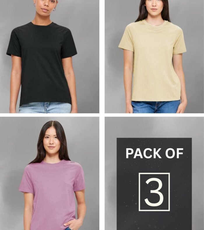 Solid Half Sleeve T-Shirt Women Combo - Pack of 3