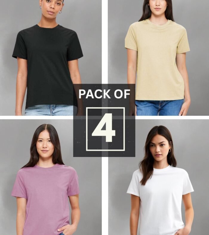Solid Half Sleeve T-Shirt Women Combo - Pack of 4