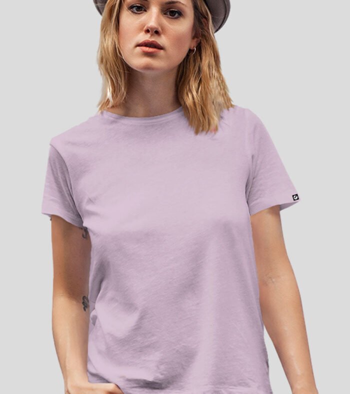 Women Solid Half Sleeve T-Shirt - Lilac