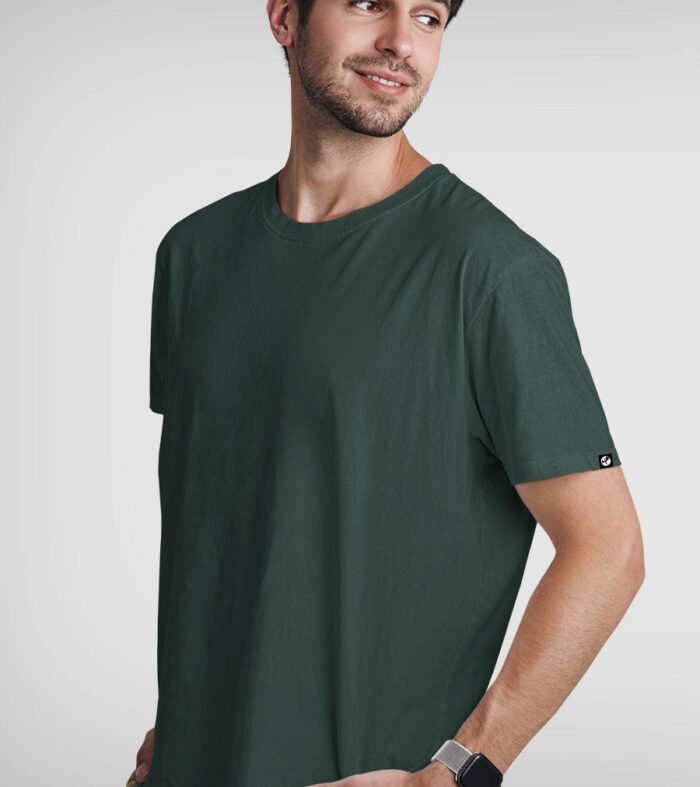Solid Men Half Sleeve T-Shirt - Moss Green