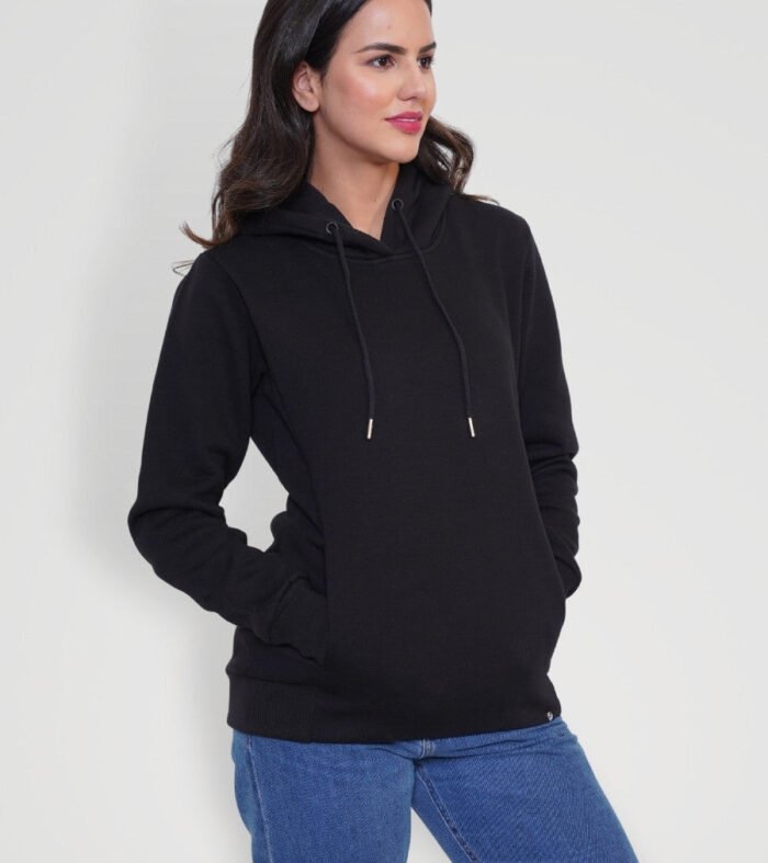 Women Fleece Hoodie Sweatshirt | Black | Pronk