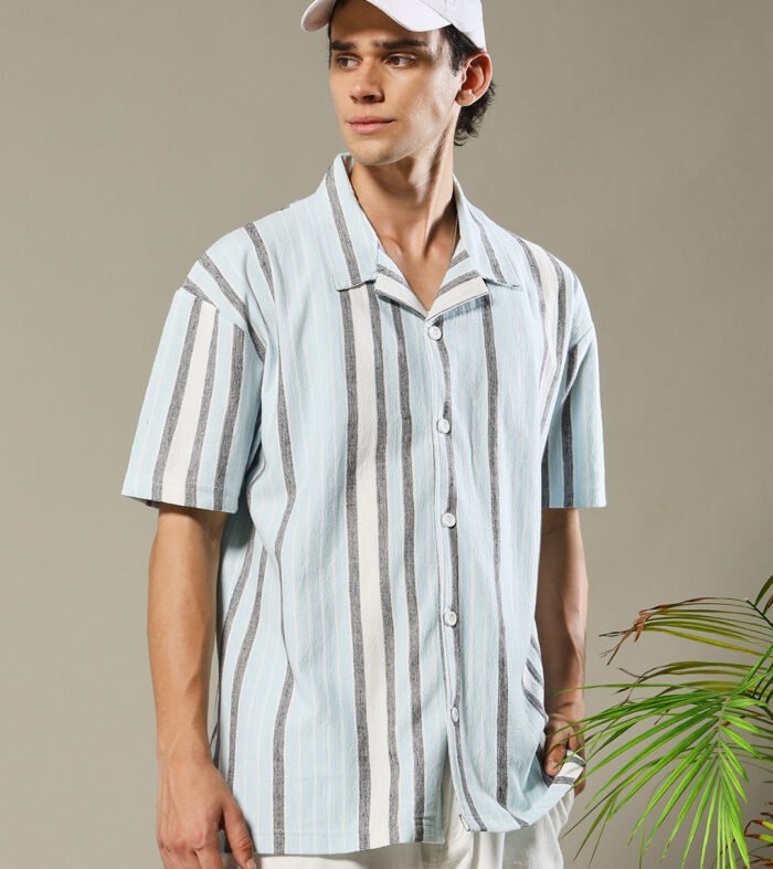 Mens Half Sleeve Resort Shirt - Sky
