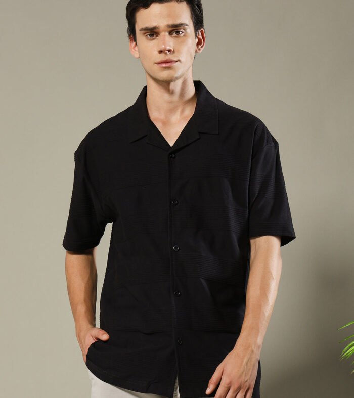 Mens Half Sleeve Resort Shirt - Black