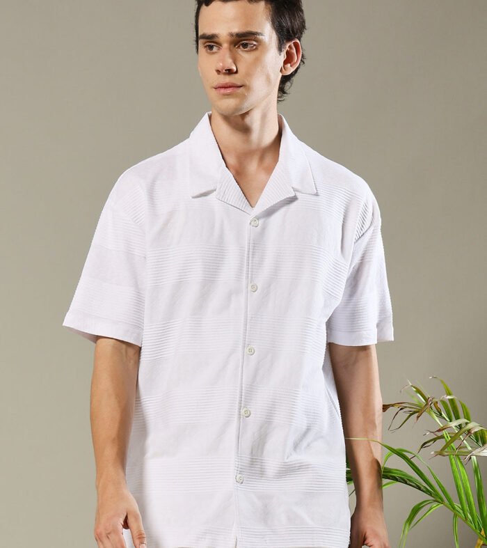 Mens Half Sleeve Resort Shirt - White