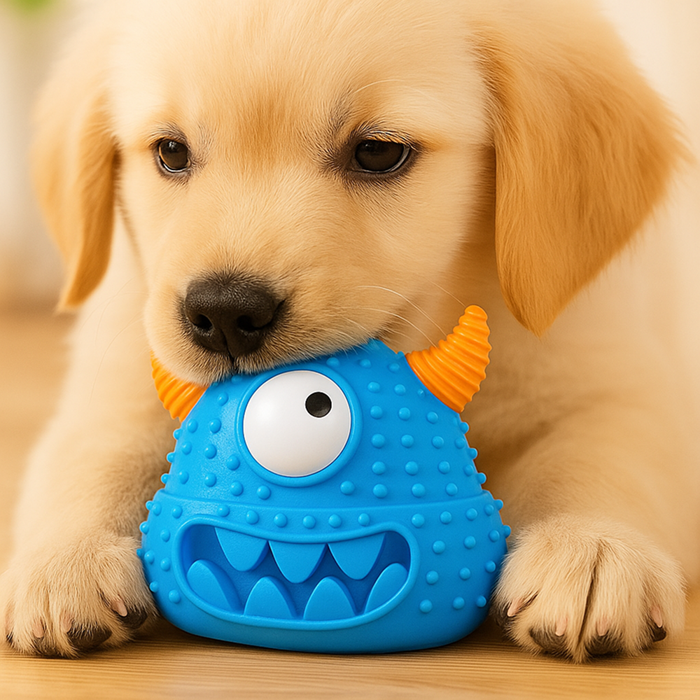 Talking Dog Club Monster Head Tough Rubber Chew Toy for Dogs (Blue) - Image 3