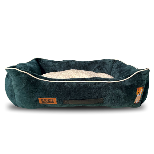 Petter World Ultra Luxury Micro Lounger Bed With Removable Sherpa for Dogs (Green)