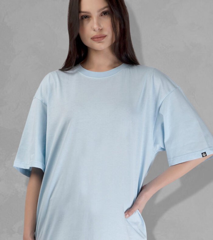 Solid Women Oversized T-Shirt - Sky