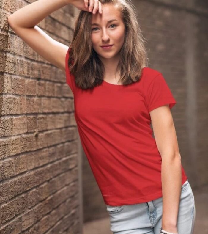 Women Solid Half Sleeve T-Shirt - Candy Red