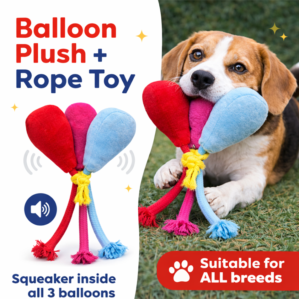 Pawgypets Balloon Plush with Rope Toy for Dogs