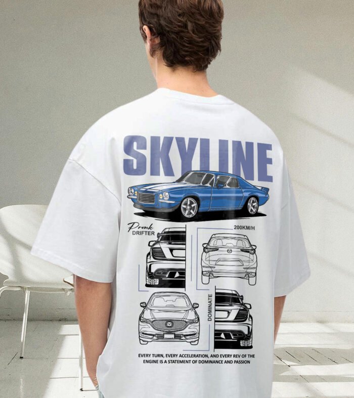 Skyline Men Graphic Printed Oversized  T-Shirt