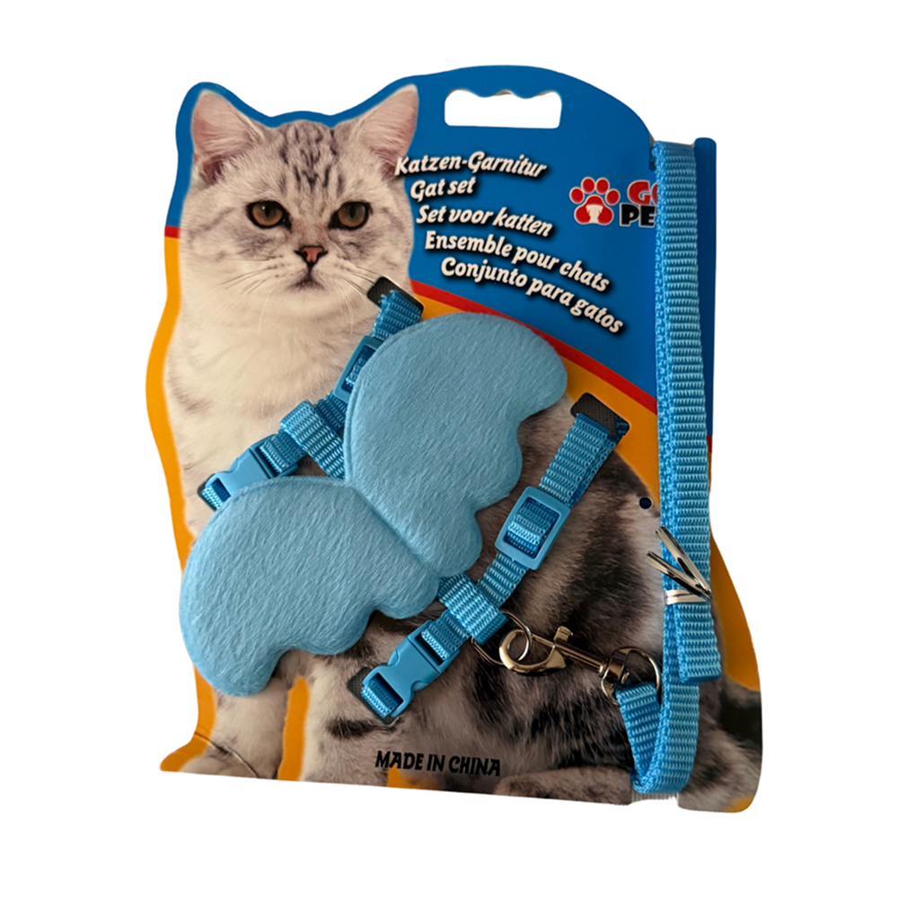 Healing Leaf Angle Soft Harness for Cats (Blue)