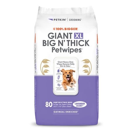 Petkin Gaint Big N' Thick  Lavender Scented Petwipes for Dogs and Cats
