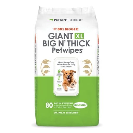 Petkin Gaint Big N' Thick  Unscented Petwipes for Dogs and Cats