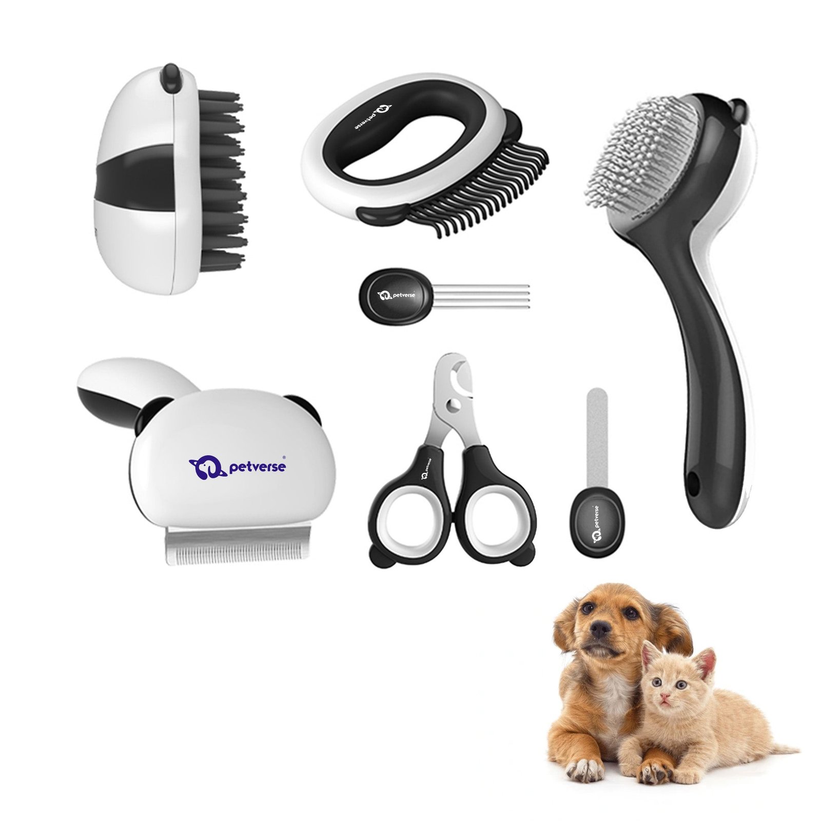 Petverse 7 in 1  Professional Deshedding, Detangling & Nail Care Kit for Dogs & Cats