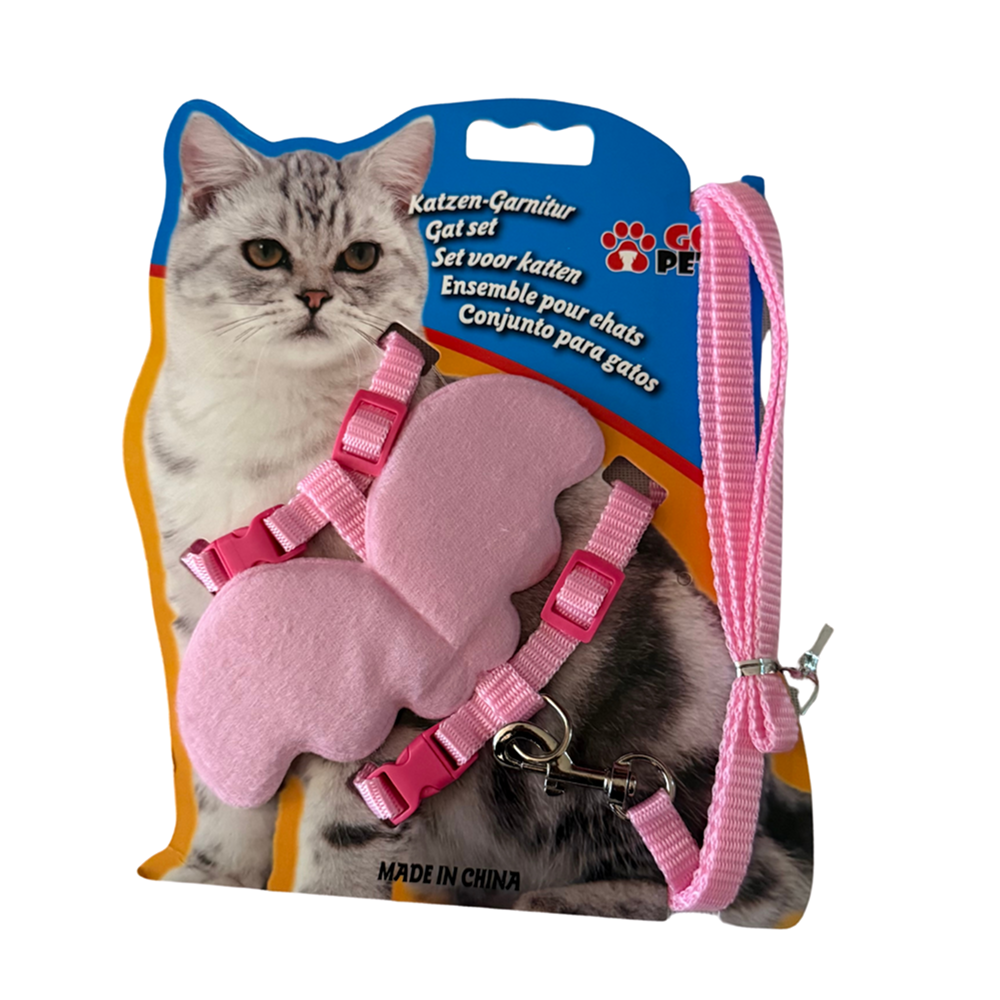Healing Leaf Angle Soft Harness for Cats (Pink)