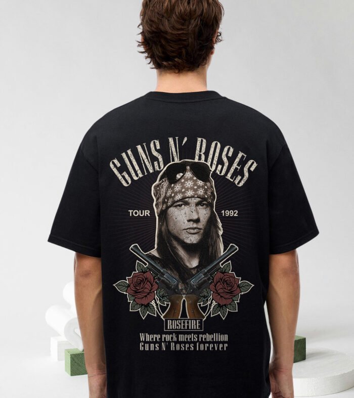 Rust And Roses Men Printed Oversized  T-Shirt