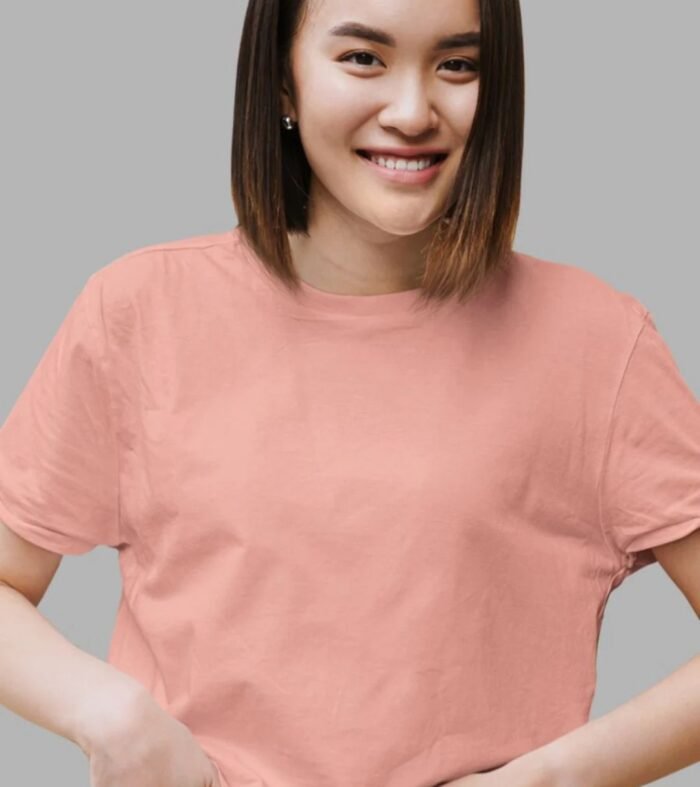 Solid Women Half Sleeve Crop Top Salmon Pink