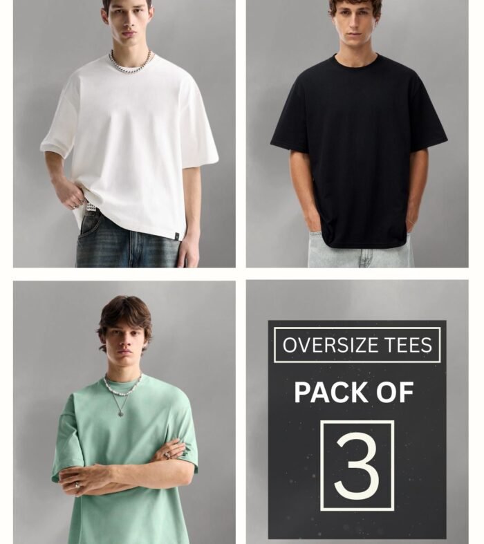 Men T-Shirt Oversized Solid Combo - Pack of 3