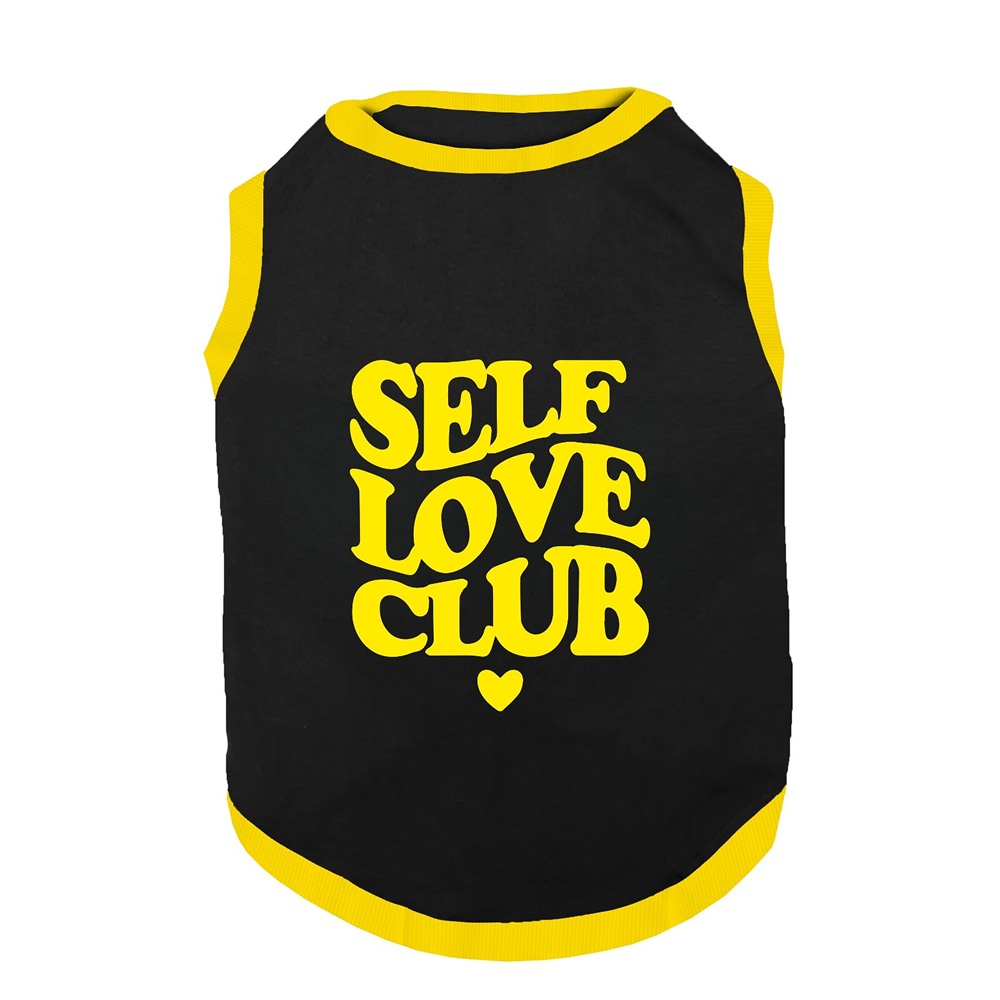 PawsIndia Self Love Club Printed with Ribbed Sleeves TShirt for Cats (Black)