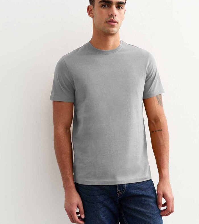 Solid Men Half Sleeve T Shirt Ash Grey