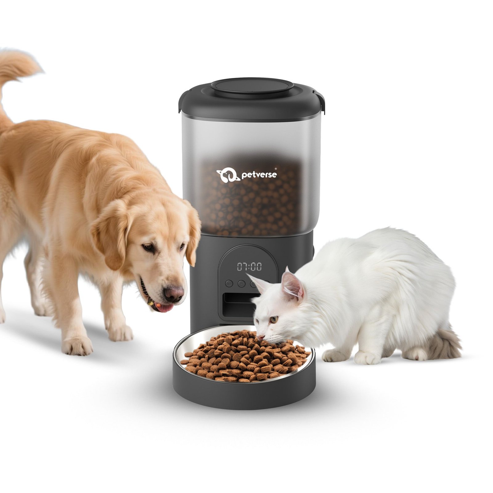 Petverse Automatic Smart Timer with Portion Control Feeder for Dogs & Cats (Black)