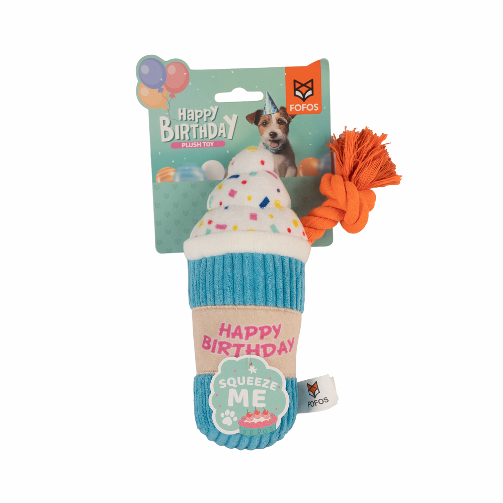 Barkbutler x Fofos Birthday Drink Plush Toy for Dogs