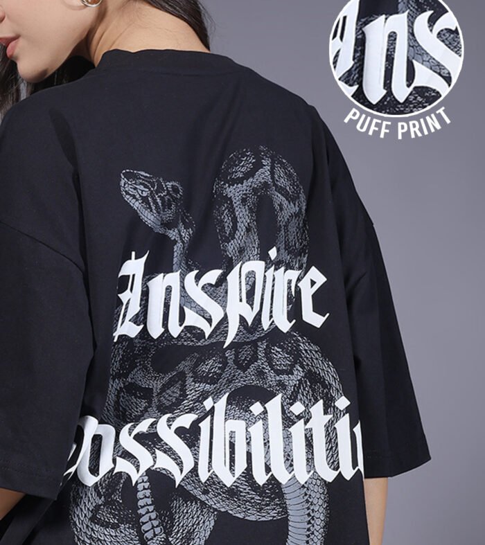 Inspire Possibilities Puff Printed Women Oversized T-shirt