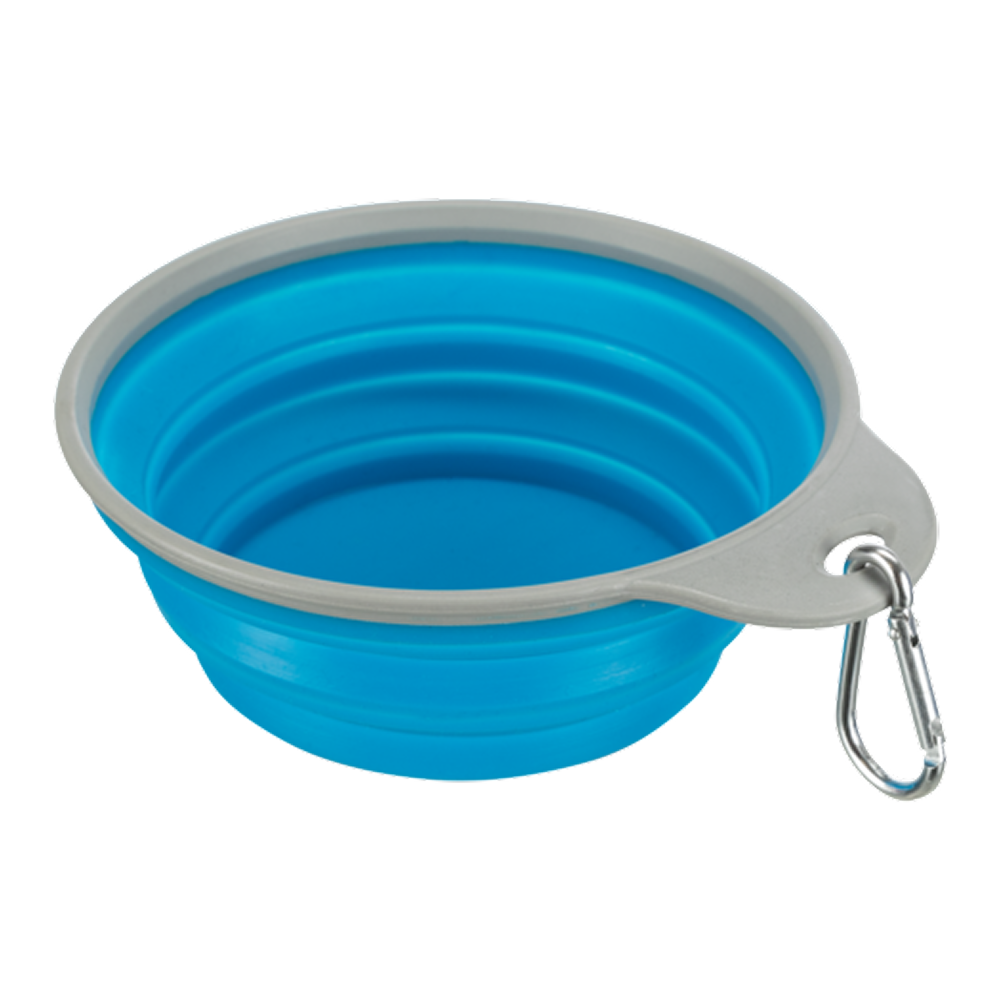 Trixie Foldable Silicon Travel Bowl for Dogs and Cats (Blue/Gray)