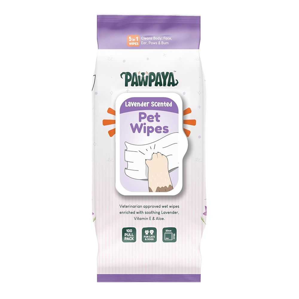 Pawpaya Lavender Scented Wipes for Dogs and Cats