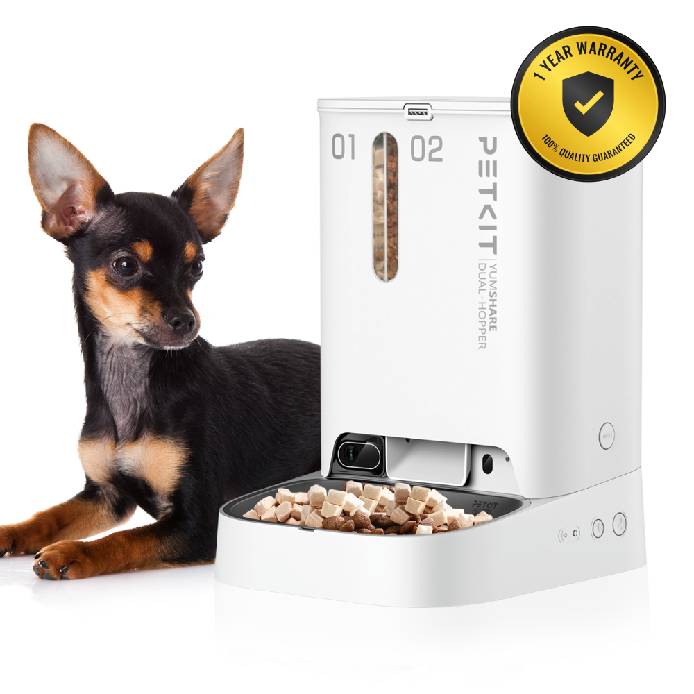 Petkit YumShare Dual Hopper Automatic 2.4G WiFi Food Dispenser with HD Camera for Dogs and Cats