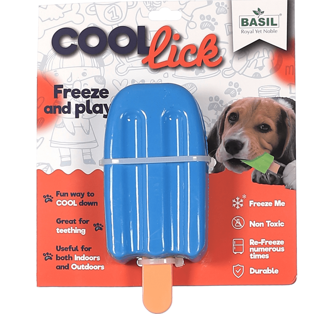 Basil Ice Cream Shaped Cool Lick Silicon Chew Toy for Dogs (Blue)