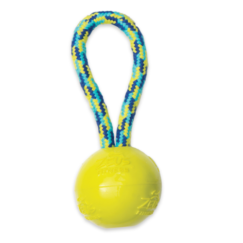 Zeus Rope Ball Tug with Single Hand Loops Toy for Dogs (Yellow)