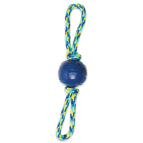 Zeus Rope Ball Tug with Hand Loops Toy for Dogs (Blue)