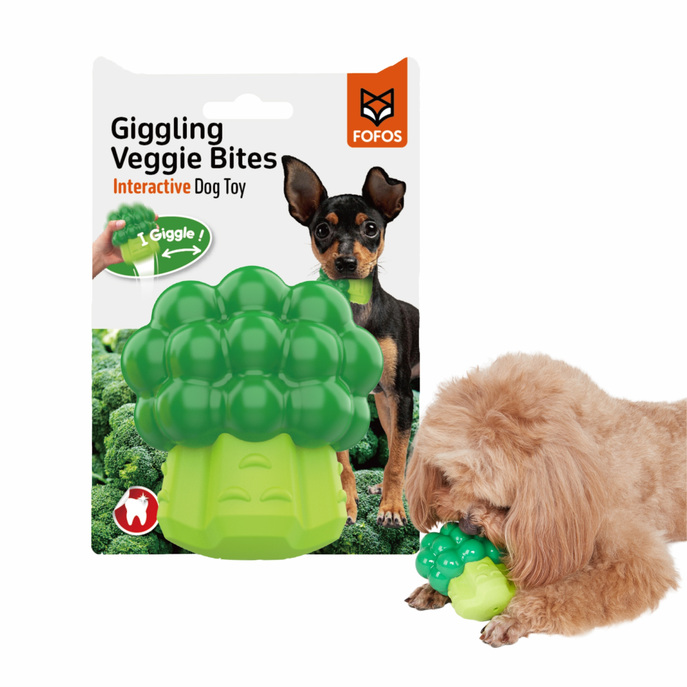 Barkbutler x Fofos Giggling Vegi Bites Broccoli Squeaky Chew Toy for Dogs
