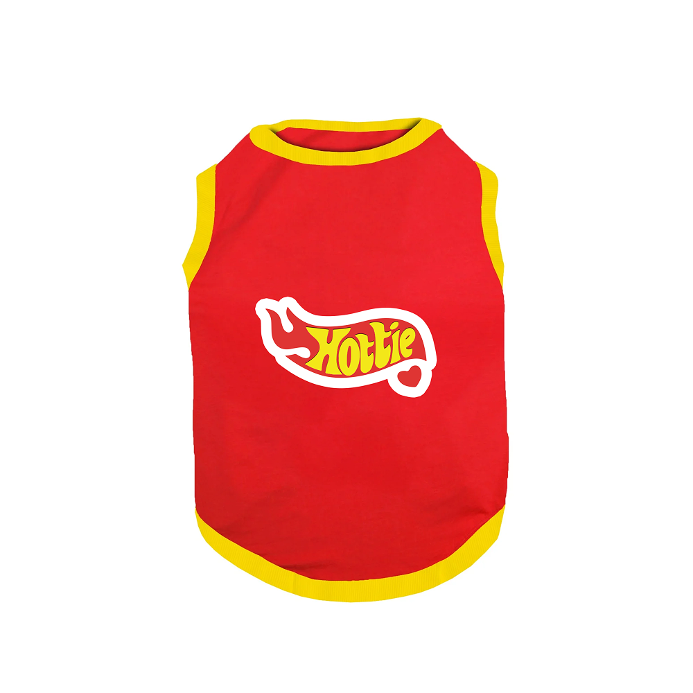 PawsIndia Hottie Printed with Ribbed Sleeves TShirt for Cats (Red)