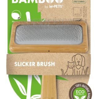 M PETS Bamboo Slicker Brush for Dogs and Cats (Brown)