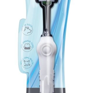 M PETS 3 headed Toothbrush for Dogs (Black and White)